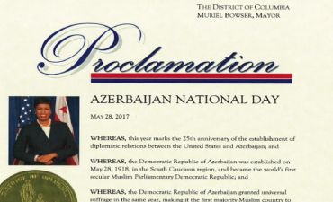 28 May Vaşinqtonda Azərbaycan Milli Günü elan edil